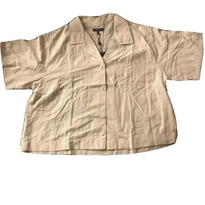 Rag & Bone NWT Medium  Beige Reed Stripe Short Sleeve Top/Shirt/Blouse - Picture 1 of 5