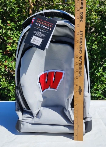 NCAA Wisconsin Badgers Wheeled Backpack, Luggage, Suitcase 19-inches, Grey Cover