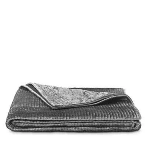 HUDSON PARK COLLECTION TEXTURED VELVET KING SIZE COVERLET COLOR CARBON NIP - Picture 1 of 5
