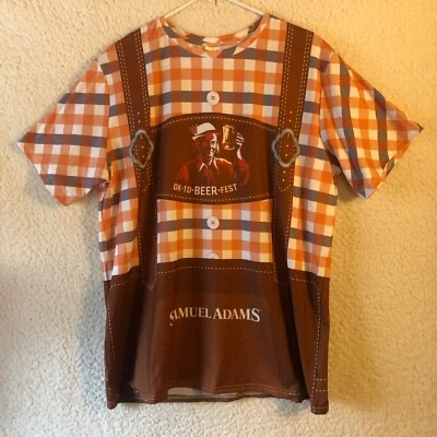 Camisa Disfraz OK-TO-BEER-FEST Samuel Adams Para Hombres XL Marrón Naranja A Cuadros Foto 1 de 4