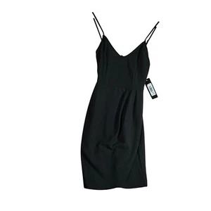 Bebe Minikleid Damen Gr. Small schwarz V-Ausschnitt Plissee verstellbare Träger Pullover - Bild 1 von 3
