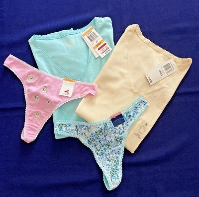 CHARTER CLUB talla S 2 algodón camiseta para dormir 2 tanga bragas amarillo agua lote de 4 piezas Foto 1 de 4