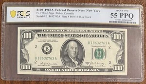 $100 1969A BANCONOTA RISERVA FEDERALE NEW YORK PCGS 55PPQ FR.2165-B KABIS CONNALY - Foto 1 di 2