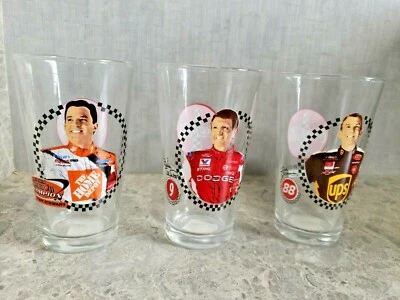 Coca Cola NASCAR Racing  #88 Jarrett  #9 Elliot  Stewart  #20 - Lot of 3 Glasses - Image 1 of 4