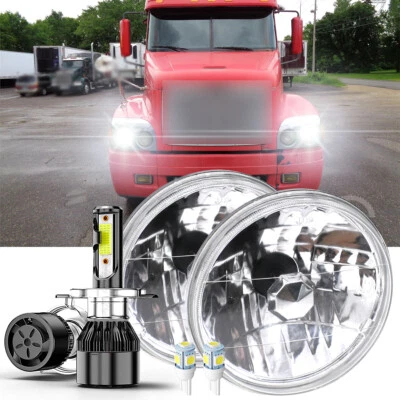 H6024 Pair 7" LED Headlights Hi/Lo DRL For Freightliner Century Class 1996-2011 - Image 1 of 4