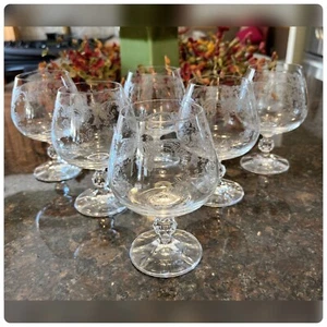 Import Assoc. "Cascade" 6er Set geätzte Kristall Brandy/Cognac Schnapsel - Bild 1 von 9