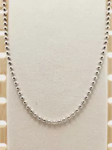 Italian Sterling Silver 925 Beaded Chain Necklace 24" 3mm Signed 925 Italy 16.6g - Picture 1 of 8