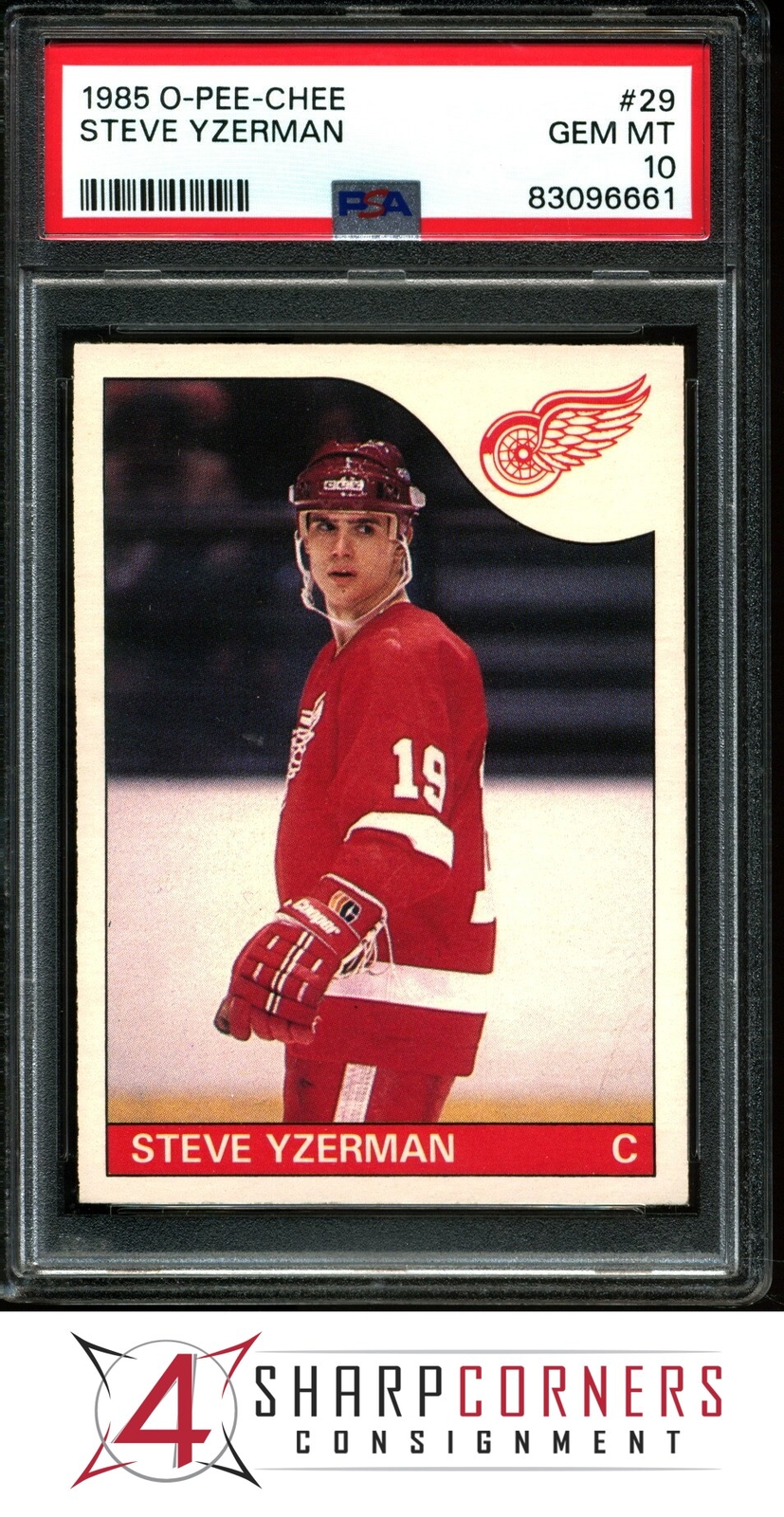 1985 O-PEE-CHEE #29 STEVE YZERMAN RED WINGS HOF PSA 10