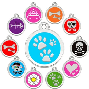 Stainless Steel -Enamel Designers Round Pet ID Tags, Pet Tags, Dog Tags - Picture 1 of 12
