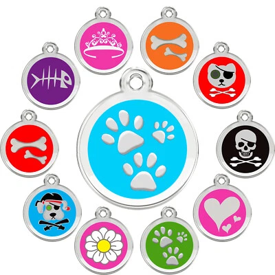 CNATTAGS Stainless Steel -Enamel Designers Round Pet ID Tags, Pet Tags, Dog Tags