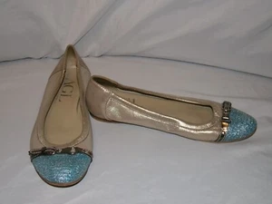 AGL Attilio Giusti Leombruni Gray Metallic and Blue Leather Flats Size 43 - Picture 1 of 8
