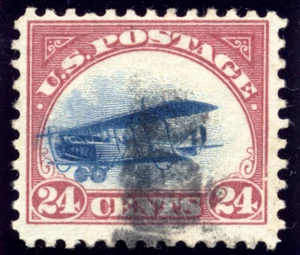 US C3 24c Airmail 1918 Curtiss Jenny fast airplane vignette shift used - Picture 1 of 2