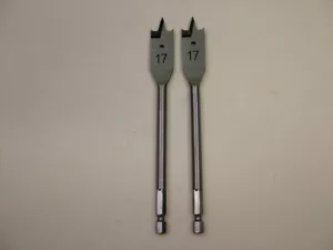 Pack of 2 Flat wood bit spade drill 17mm triple cut centre point 2 wing cutters - Picture 1 of 3