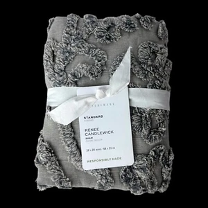 Pottery Barn Renee Candlewick Cotton Sateen Standard Sham Gray NEW - Picture 1 of 4