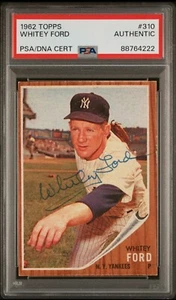 1962 Topps 310 Whitey Ford Signed Card New York Yankees PSA Auto - Picture 1 of 4