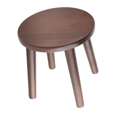 (Round NutBrown)Multi Purpose Household Wood Stools Cute Small Bench Child - Image 1 of 4