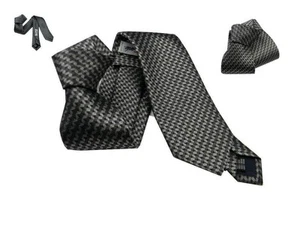 Corbata De Seda Gris Perla Promedio Y Oscuridad Elegante Ceremonia En Sí - Imagen 1 de 5