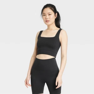 Nahtloses Cropped-Tanktop mit eckigem Ausschnitt für Damen - All in Motion™ Schwarz L - Bild 1 von 3