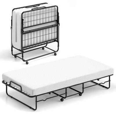 Twin Size Folding Bed 38" x 75" Rollaway Guest Bed Portable Sleeper Bed - Image 1 of 4