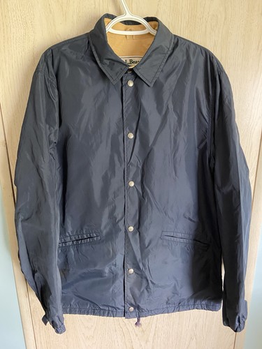 COACH Giacca vintage LL Bean uomo grande alta blu allenatore foderata in camoscio bottoni a pressione