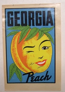 Calcomanía de agua de viaje vintage de recuerdo de melocotón Georgia de los años 50 - Imagen 1 de 2