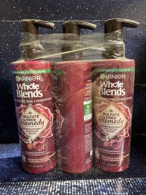 3 X Garnier Whole Blends Red Rose Extract Vinegar Conditioner 12oz each - Image 1 of 2
