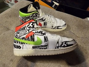 Nike Air Jordan 1 Mid "All Over Logos" 554724-119 Herren Größe 11 weiß/rot/grün - Bild 1 von 11