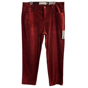 Nuevo con etiquetas Pantalón Rojo Pana Largo Completo Pierna Recta Soft Surroundings Talla 18  - Imagen 1 de 7
