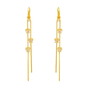 Pendientes colgantes de 3 mariposas colgantes de oro amarillo blanco de 14K para niña mujer - Imagen 1 de 3