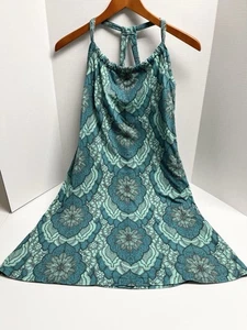 Prana Women’s S Quinn Dress Teal Geometric Pattern Shelf Bra Knee Length Dress - Picture 1 of 5