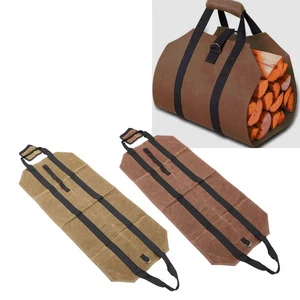 Porta troncos de lona para bolsa de transporte de troncos resistente al agua de leña - Imagen 1 de 18