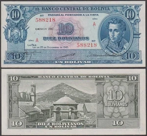 Bolivia, 10 Bolivianos, L. 1945, UNC, P-139 - Picture 1 of 1