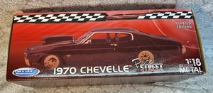 WELLY 1970 Chevelle pro street street muscle 1/18 diecast metal car Black NICE!! - Imagen 1 de 24