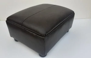 Footstool / Pouffe / Small Stool / Dark Brown / Walnut / Faux Leather - Picture 1 of 12