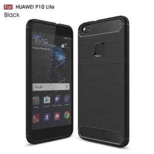 Huawei P10 Lite TPU Case Carbon Fiber Optik Skin Brushed Muster Hülle Schwarz - Bild 1 von 11