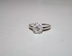 STERLING SILVER 925 TGGC Gems TV Clear Gemstone Cluster RING Size T/U - Picture 1 of 3
