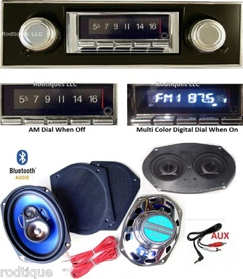 1967-68 Camaro Bluetooth Radio + Stereo + Speaker + 6x9's BLACK Bezel NO AC  740 Foto 1 de 3