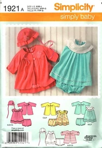 Simplicity 1921~ Simply Baby ~ XXS~L Babies Dress ~ Panties ~ & Hat ~ FF - UC - Picture 1 of 4