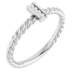 Anillo de cuerda de diamante en oro blanco de 14 K (0,03 quilates) tw.) - Imagen 1 de 5