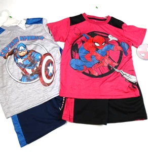 Lot of 2 Boys Size 6- 2-Piece Shorts & T-Shirt Sets, Spiderman & Cap America NWT - Picture 1 of 6