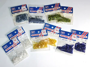 Vintage Westrim Crafts Bugle Beads Set of 10 Lt Blue Lime Iris Yellow Royal CT6 - Picture 1 of 7