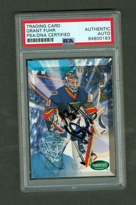 Grant Fuhr Autographed 1995-96 Parkhurst Card #443 Stl Blues PSA/DNA Encased