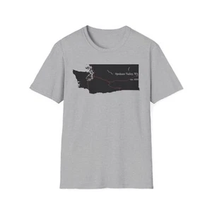 Spokane Valley WA Map T-Shirt, Casual Tee, Washington Gift, Travel Souvenir - Picture 1 of 22