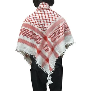 Palistine Keffiyeh Scarf , Unisex Cotton Scarf , Shemagh Scarf , Red Scarf Gazza - Picture 1 of 7