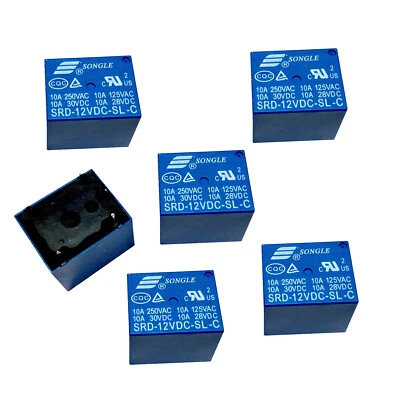 5 relés de impresión 12V SRD-12-VDC-SL-C relé intercambiable mono - Imagen 1 de 3