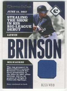 2017 Panini Chronicles Swatches #46 Lewis Brinson /499