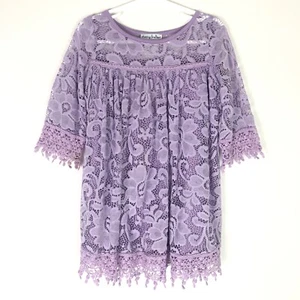 Chasing Fireflies Girls 3/4 Sleeve Lavender Purple Lace Overlay Dress Sz XS 4/5 - Picture 1 of 6