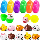12 Pack Easter Eggs Filled with Animal Pull Back Toy Cars, Easter Basket Easter