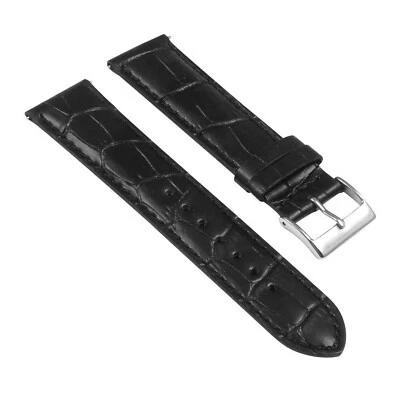 StrapsCo Mens Croc Crocodile Grain Embossed Padded Leather Watch Band Strap - Image 1 of 4