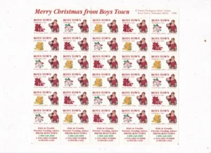 De colección. Estampillas estilo Navidad Boys Town 1990 hoja completa 0f 30 padre Flanagans  - Imagen 1 de 2